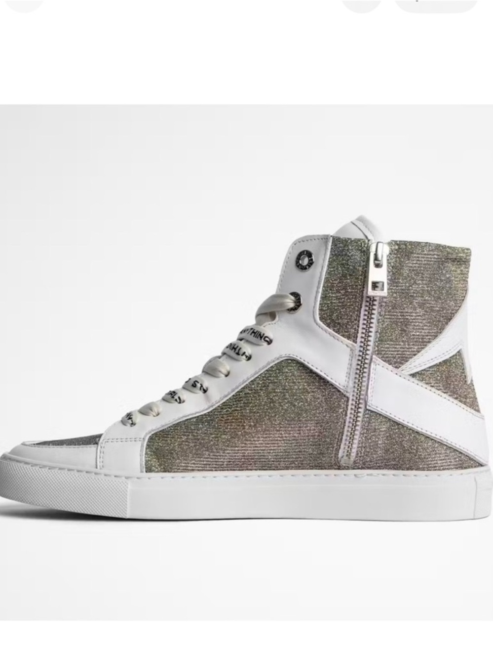 $448 -Zadig & Voltaire ZV1747 High Flash
Sneakers Size 36 Hightop Silver Shoes - Picture 4 of 11